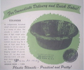 1940's Plastic Utensils COLANDER AD