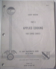 U.S. Army 1967 Student Workbook Part II APPLIED COOKING