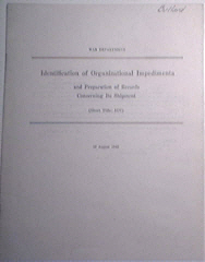 Identification Of Organizational Impedimenta 8/10/1943