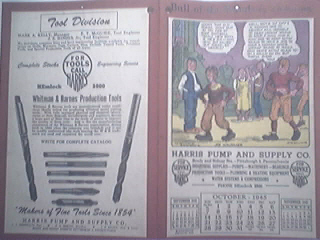 Harris Pump and Supply Co. 10/1945 Cartoon Calendar