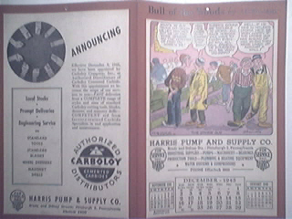 Harris Pump and Supply Co. 12/1945 Cartoon Calendar