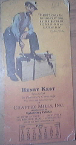 Henry Kest of Craftex Mills, Inc  6/1932 Calendar