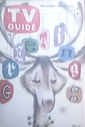 TV Guide Dec 21-27 1957 D.M. Raindeer Illustrated Cover