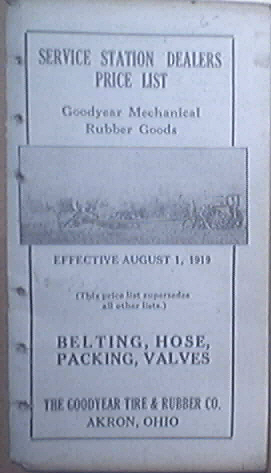 Service Station Dealers Price List Goodyear Rubber 1919