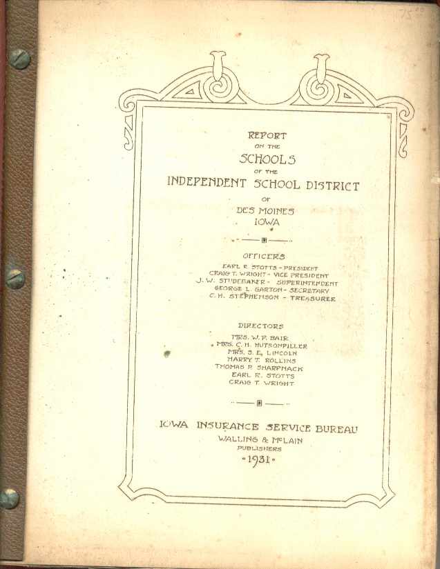 1931 Report DesMoines Ia. Independent Schools