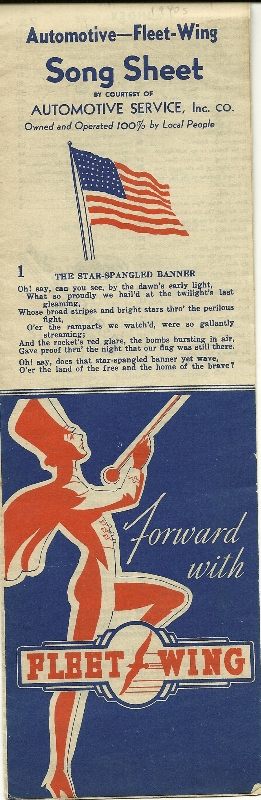 FLEET WING Service Stations Song Sheet 1940's