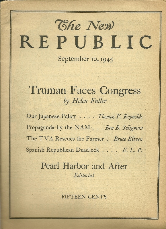 THE NEW REPUBLIC SEPT.1945 TRUMAN FACES CONGRESS (click to enlarge)