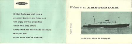 British Railways Brochure"Welcome to SS AMSTERDAM 1960