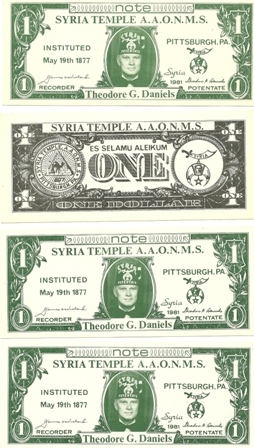 Syria Temple A.A.O.N.M.S. Pittsburgh 1981 Paper Notes