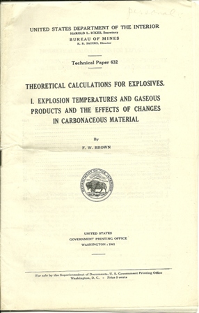 Theoretica Calculations For Explosives Booklet 1941