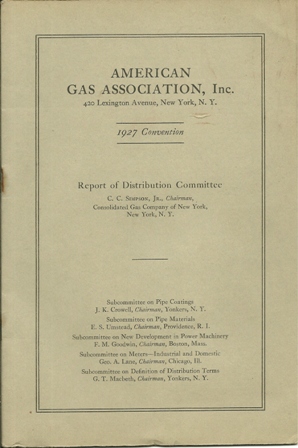 AMER. GAS ASSOC,1927 CONVEN.REPORT ON DISTRIBUTION