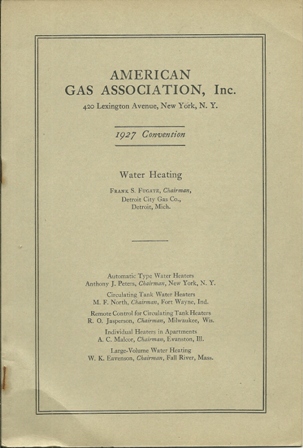 AMER. GAS ASSOC,1927 CONVEN.WATER HEATING