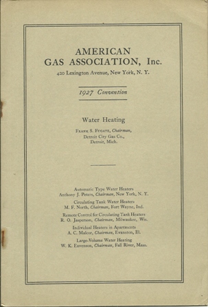 AMER. GAS ASSOC,1927 CONVEN.WATER HEATING