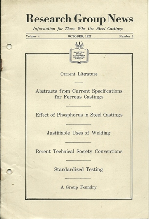 RESEARCH GROUP NEWS OCT.1927(STEEL CASTINGS)