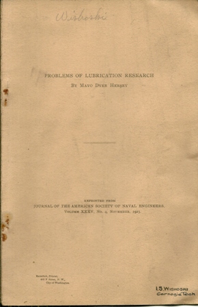 PROBLEMS OF LUBRICATION RESEARCH,NAVEL ENG.1923