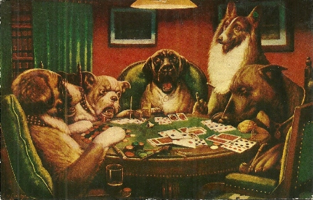 POSTCARD OF A DOG POKER GAME 1954