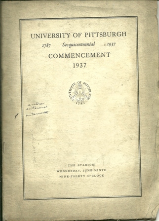 U. OF PITTSBURGH COMMENCEMENT BOOK 1937