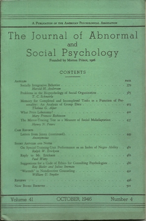 THE JOURNAL OF ABNORMAL AND SOCIAL PSYCH.OCT,1946