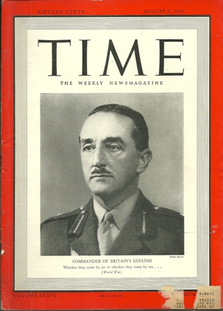 TIME MAGAZINE AUGUST 5,1940 COM. OF BRIT DEF. COVER TIME MAGAZINE AUGUST 5,1940 COM. OF BRIT DEF. COVER