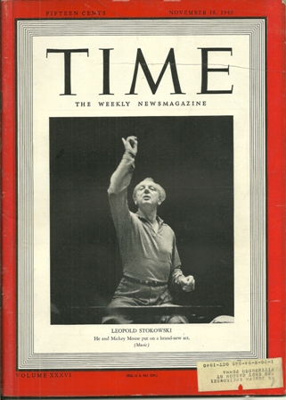 TIME MAGAZINE NOV. 18,1940 LEOPOLD STOKOWSKI COVER TIME MAGAZINE NOV. 18,1940 LEOPOLD STOKOWSKI COVER