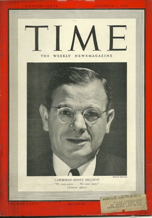 TIME MAGAZINE DEC.2,1940SIDNEY HILLMAN COVER