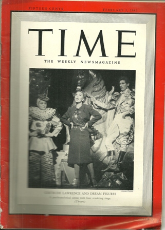 TIME MAGAZINE FEB.3,1941 GERTRUDE LAWRENCE COVER TIME MAGAZINE FEB.3,1941 GERTRUDE LAWRENCE COVER