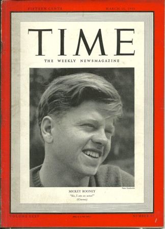 TIME MAGAZINE MARCH 18,1940.MICKEY ROONEY COVER TIME MAGAZINE MARCH 18,1940.MICKEY ROONEY COVER