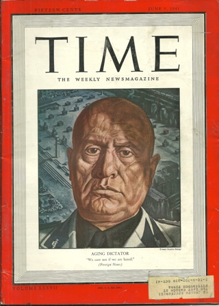 TIME MAGAZINE JUNE 9,1941 AGING DICTATOR COVER TIME MAGAZINE JUNE 9,1941 AGING DICTATOR COVER