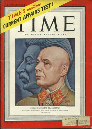 TIME MAGAZINE JUNE 30,1941 RUSS. TIMOSHENKO COVER TIME MAGAZINE JUNE 30,1941 RUSS. TIMOSHENKO COVER