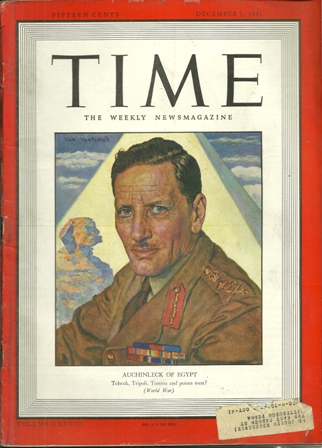 TIME MAGAZINE DEC. 1,1941 AUCHINLECK COVER TIME MAGAZINE DEC. 1,1941 AUCHINLECK COVER