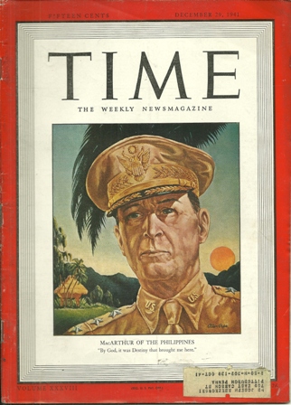 TIME MAGAZINE DEC.29,1941 MACARTHUR COVER TIME MAGAZINE DEC.29,1941 MACARTHUR COVER