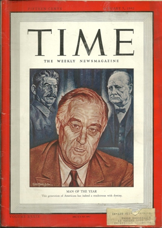 TIME MAGAZINE JAN.5,1942 FDR MAN OF YEAR COVER