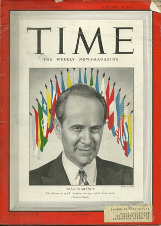 TIME MAGAZINE JAN.19,1942 BRAZIL'S ARANHA COVER