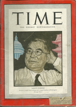 TIME MAGAZINE SEP 22,1941 JAPAN'S NOMURA COVER TIME MAGAZINE SEP 22,1941 JAPAN'S NOMURA COVER