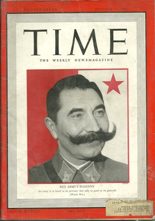 TIME MAGAZINE OCT 13,1941 RED ARMY'S BUDENNY COVER TIME MAGAZINE OCT 13,1941 RED ARMY'S BUDENNY COVER