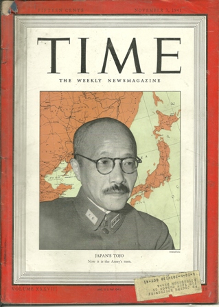 TIME MAGAZINE NOV 3,1941 JAPAN'S TOJO COVER TIME MAGAZINE NOV 3,1941 JAPAN'S TOJO COVER