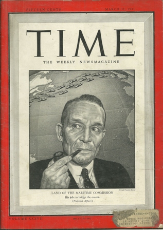 TIME MAGAZINE MARCH 31,1941 LAND-MARITIME COMM. COVER TIME MAGAZINE MARCH 31,1941 LAND-MARITIME COMM. COVER