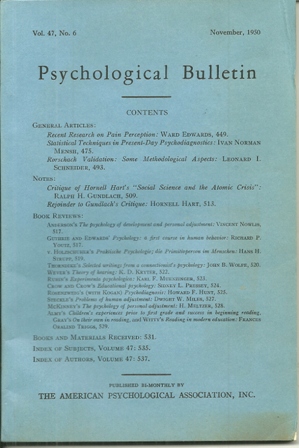 PSYCHOLOGICAL BULLETIN NOVEMBER, 1950
