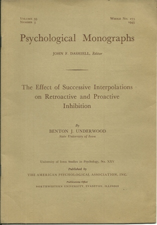 PSYCHOLOGICAL MONOGRAPHS WHOLE NO. 273,1945