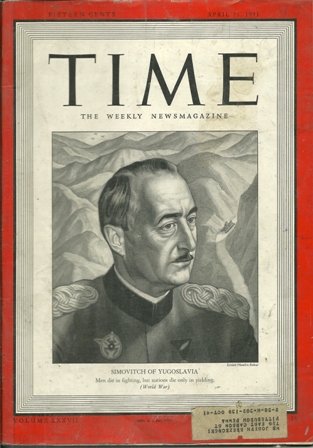 TIME MAGAZINE APRIL 21,1941SIMOVITCH COVER TIME MAGAZINE APRIL 21,1941SIMOVITCH COVER