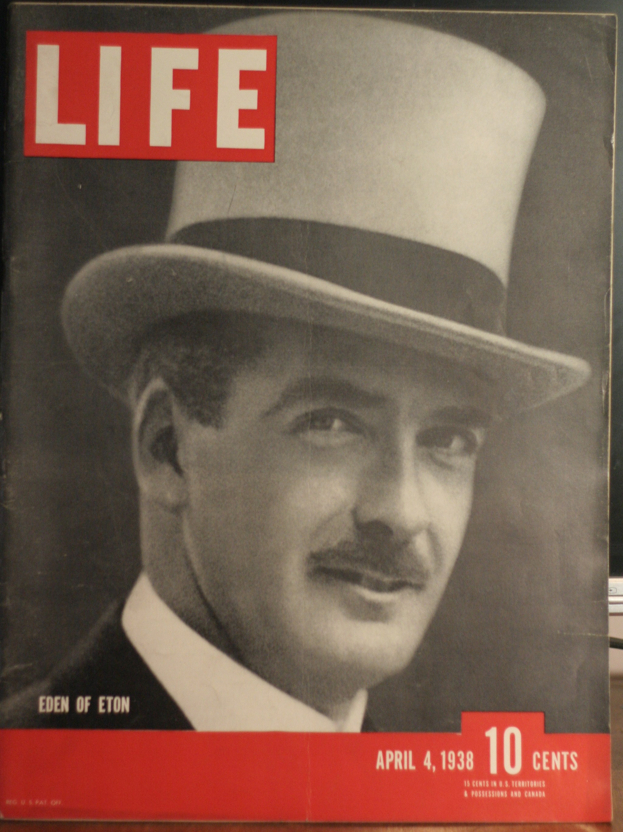 LIFE MAGAZINE APR 4,1938 EDEN OF ETON COVER (click to enlarge)
