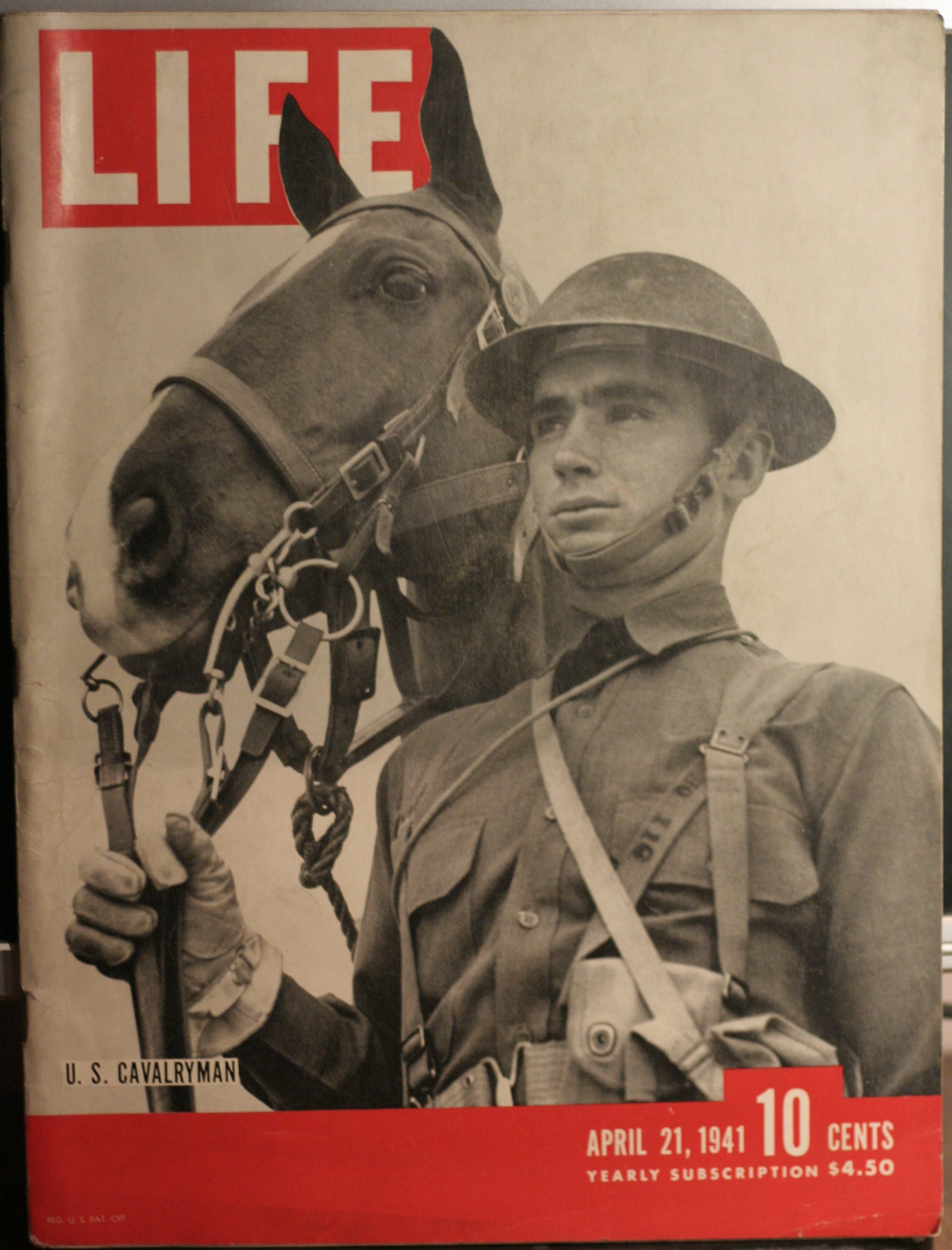 LIFE MAGAZINE APR 21,1941 U.S. CAVALRYMAN COVER (click to enlarge)