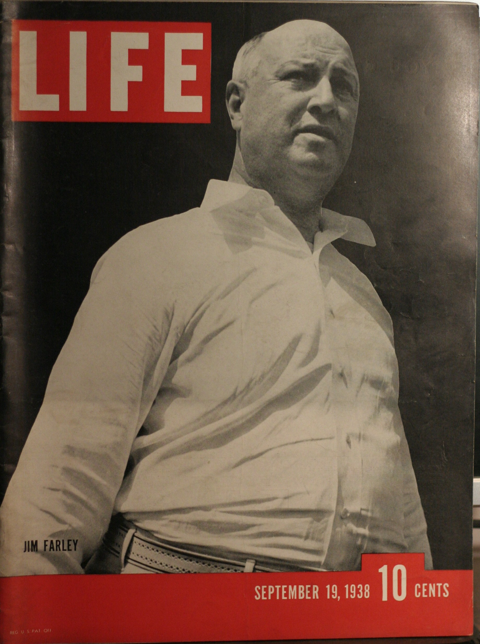 LIFE MAGAZINE SEPTEM 19,1938 JIM FARLEY. COVER (click to enlarge)