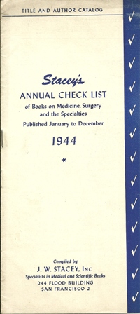 STACEY'S ANNUAL CHECK LIST mED BOOKS, 1944