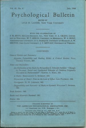 PSYCHOLOGICAL BULLETIN BY JOHN E.ANDERSON 7/48