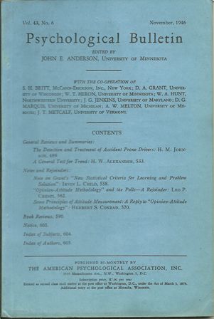 PSYCHOLOGICAL BULLETIN BY JOHN E.ANDERSON 11/46