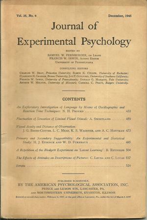 THE JOURNAL OF EXPERIMENTAL PSYCH.DECEMBER,1945