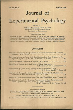 THE JOURNAL OF EXPERIMENTAL PSYCH.OCTOBER,1946