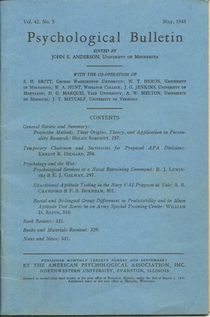 PSYCHOLOGICAL BULLETIN BY JOHN E.ANDERSON 5/45