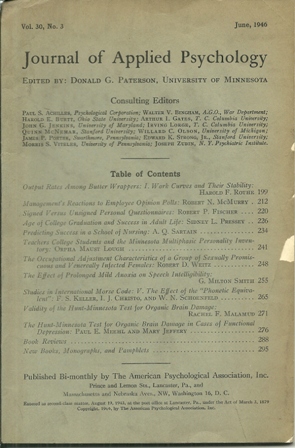 JOURNAL OF APPLIED PSYCHOLOGY JUNE, 1946